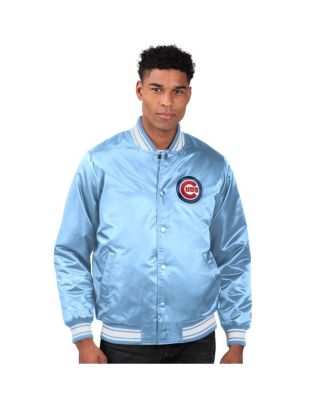 Starter - Men's&nbsp; Light Blue Chicago Cubs Locker Room Satin Full-Snap Varsity Jacket
