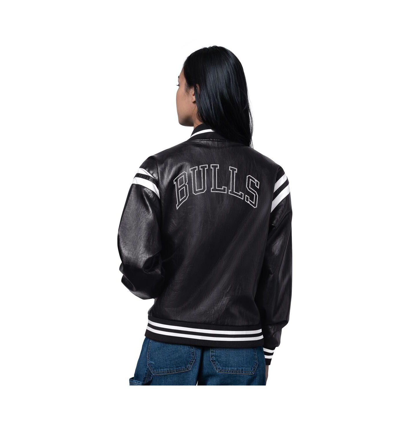 Женская куртка Starter Black Chicago Bulls High Heat Leather Varsity Full-Snap — фото 2