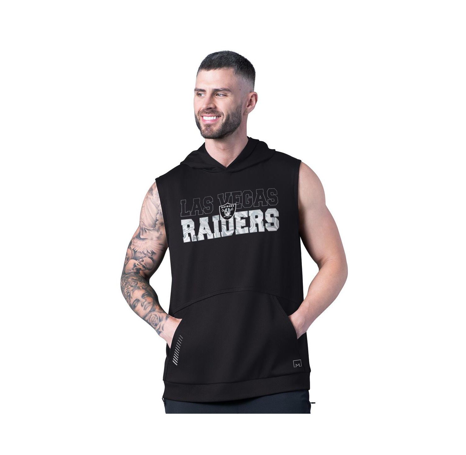 Men's Black Las Vegas Raiders Tri-Blend Rebound Sleeveless Hoodie
