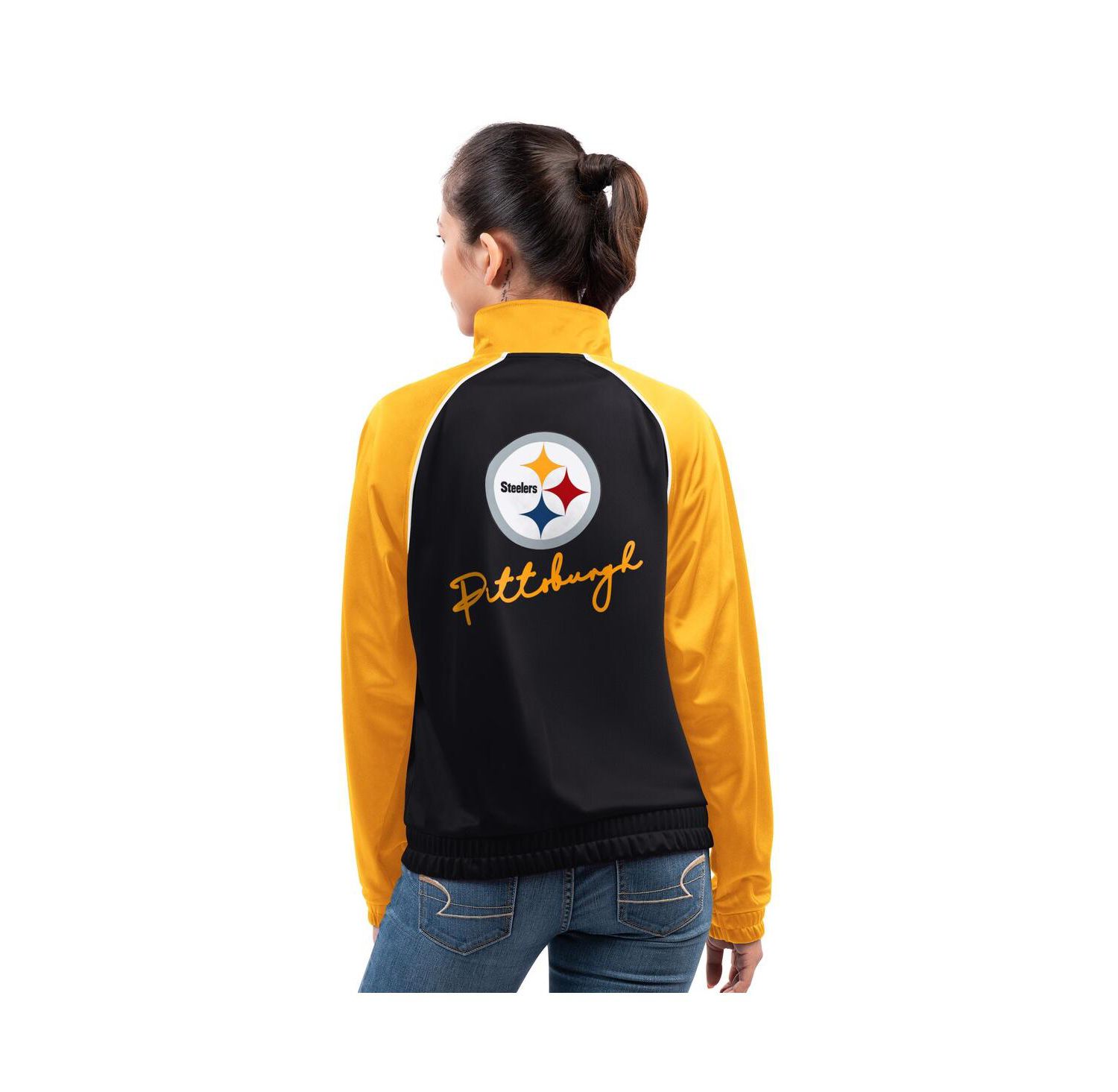 Women's Black Pittsburgh Steelers Replay Full-Zip Track Jacket