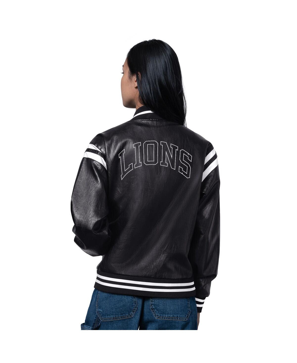 Starter Women's Black Detroit Lions High Heat Varsity Jacket In Black