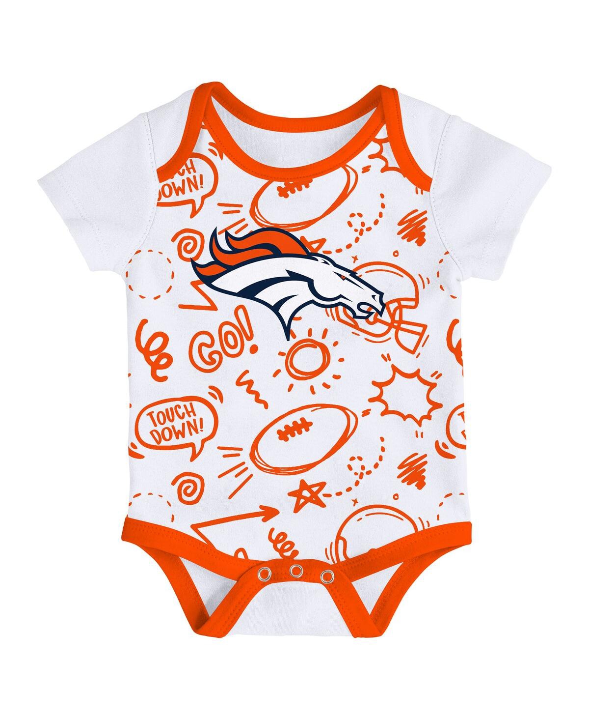 Outerstuff Baby Boys And Girls 3-piece Denver Broncos All Day Play Bodysuit Set In Red