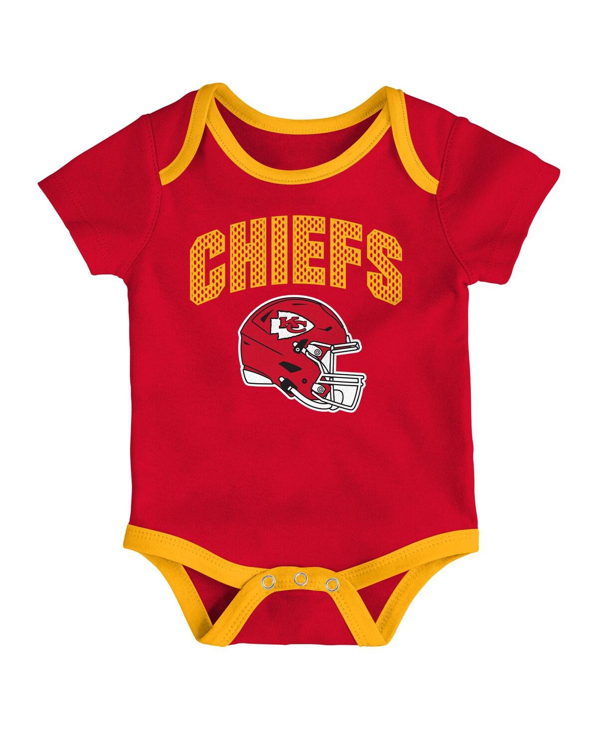 Outerstuff Baby Boys And Girls 3-piece Kansas City Chiefs All Day Play Bodysuit Set In Red