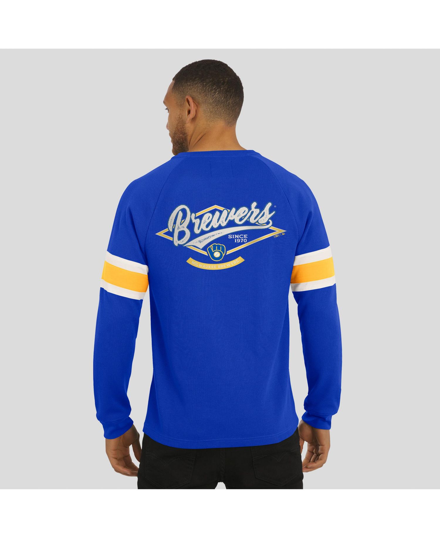 Men's Darius Rucker Collection by Fanatics Royal Milwaukee Brewers Waffle-Knit Raglan Long Sleeve Henley T-Shirt