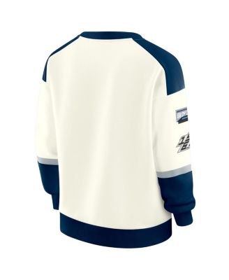 Women's Cream Dallas Cowboys Racing Crew V-Neck Sweatshirt