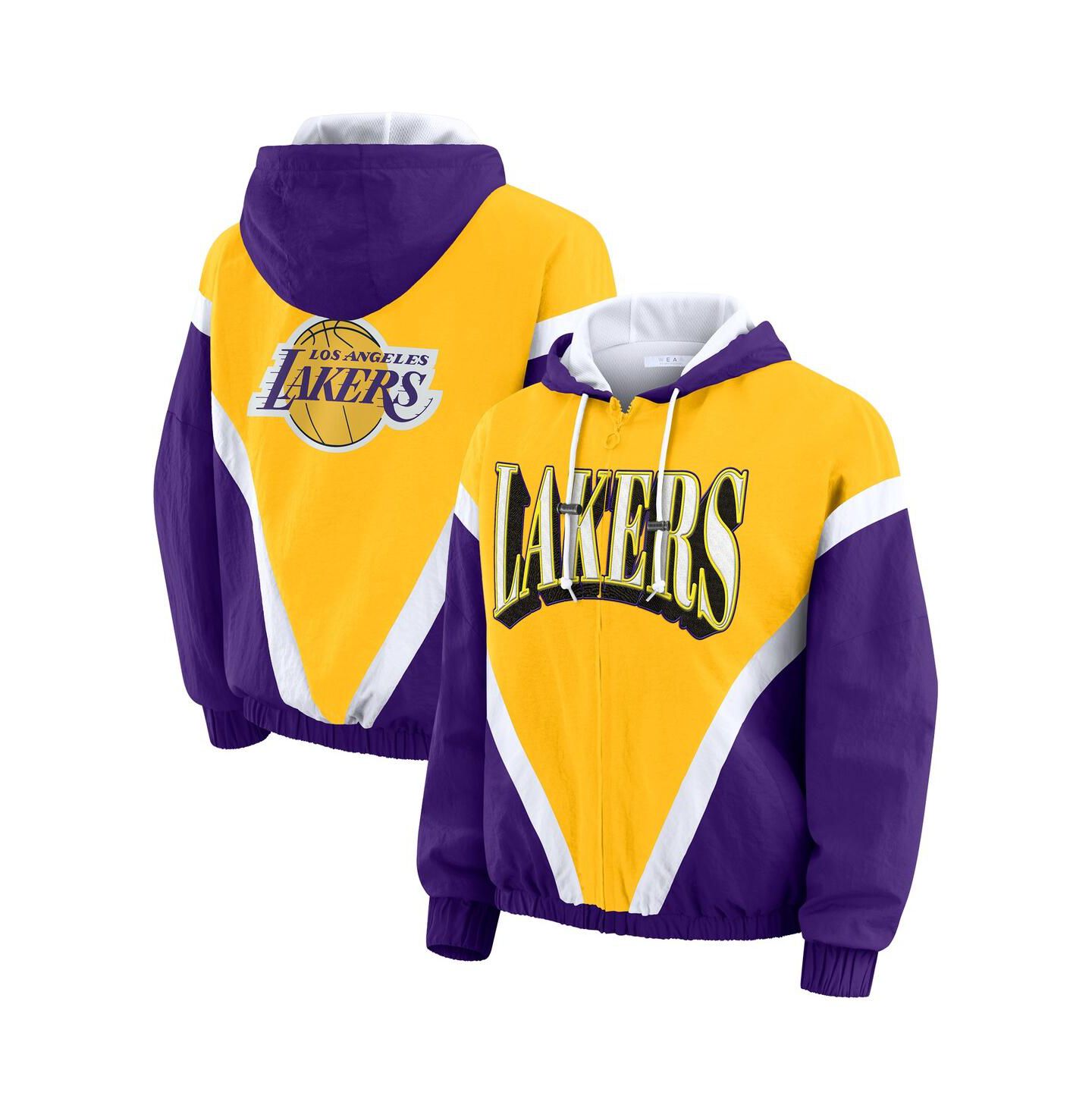 Женская куртка WEAR by Erin Andrews Gold/Purple Los Angeles Lakers Color Block Full-Zip Windbreaker — фото 1