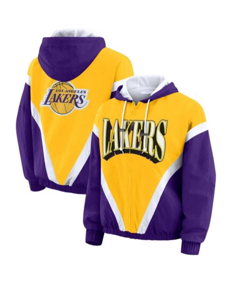 Женские куртки WEAR by Erin Andrews Women's Gold/Purple Los Angeles Lakers Color Block Full-Zip Windbreaker Jacket