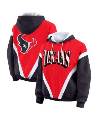 WEAR by Erin Andrews - Women's Red/Navy Houston Texans Retro Crinkle Full-Zip Hoodie Windbreaker