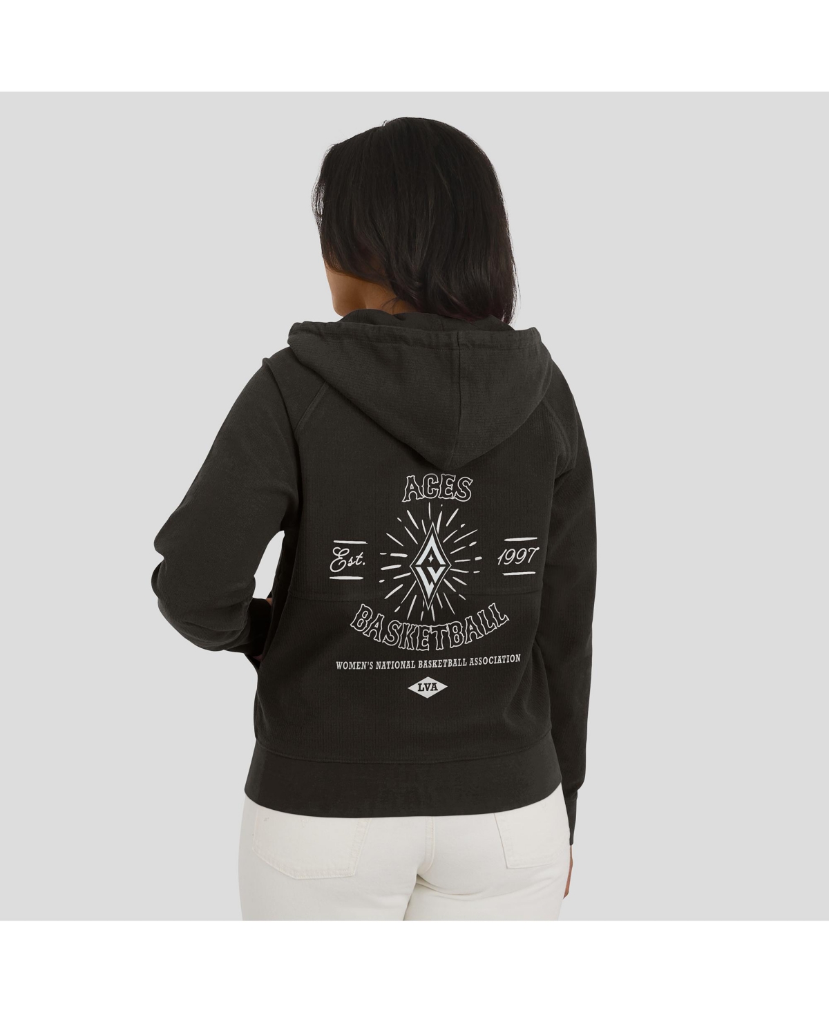 Wear By Erin Andrews Women'sblack Las Vegas Aces Vintage Full-zip Raglan Hoodie In Black