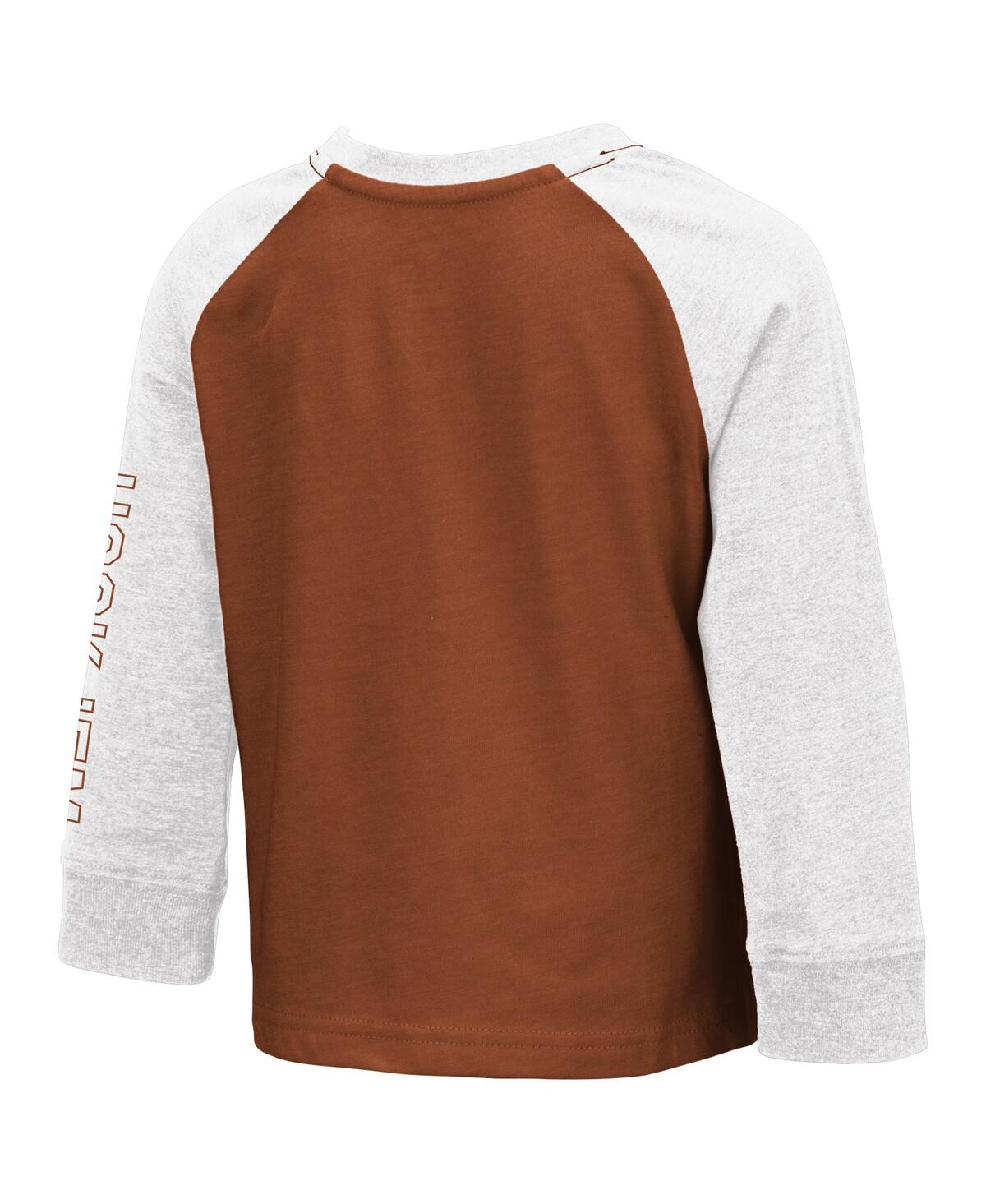 Colosseum Toddlertexas Orange Texas Longhorns Two-hit Raglan Long Sleeve T-shirt In Brown
