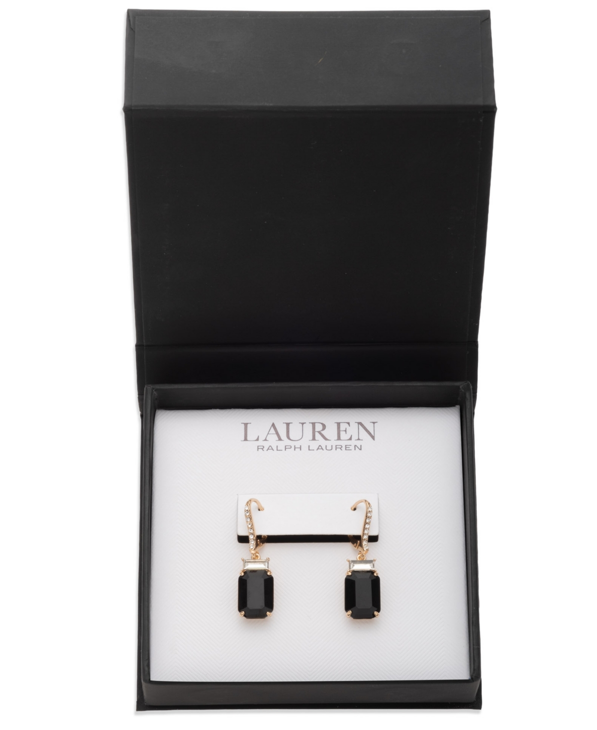 Ralph Lauren Glass Stone Drop Earrings In Black