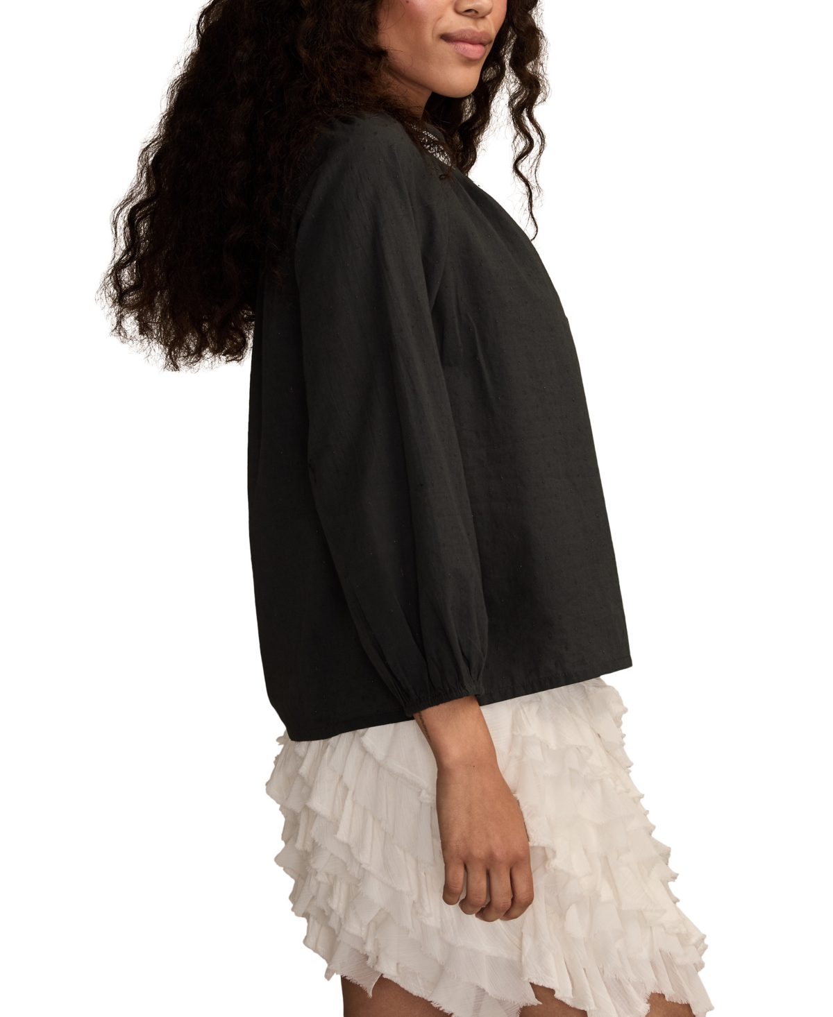 Lucky Brand Women's Shine Peasant 3/4-Sleeve Top