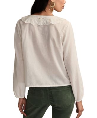 Women's Cutwork Peter Pan Collar Top