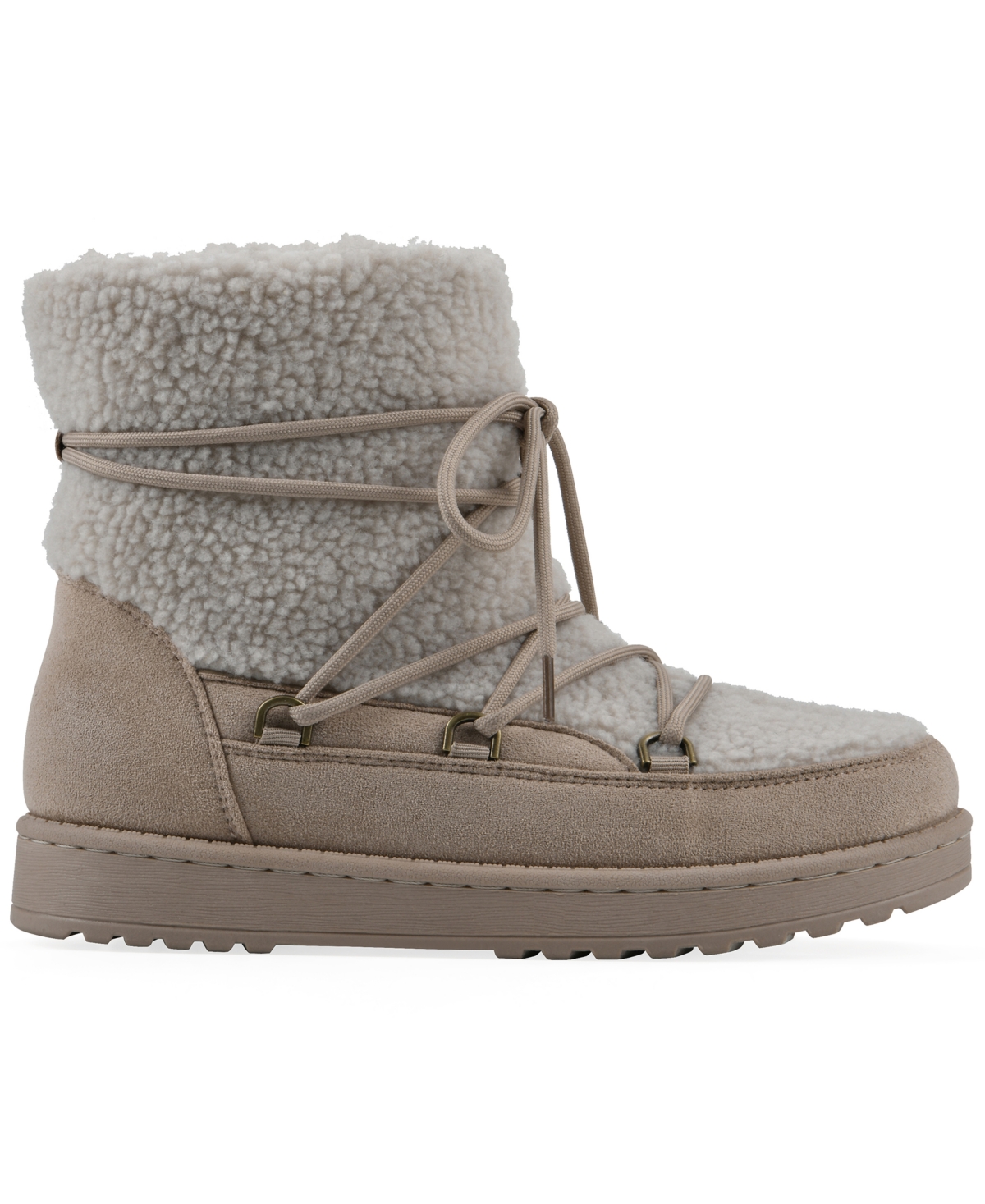 White Mountain Women's Isador Faux Sherpa Lace-up Boots In Multi