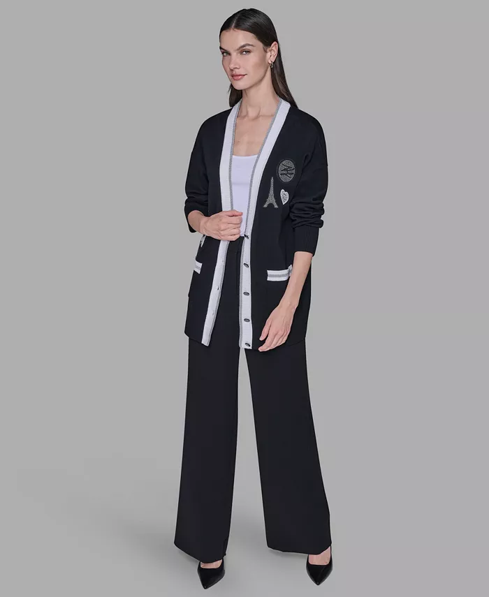 Women's Patch Detail Cardigan Sweater - thumbnail 3