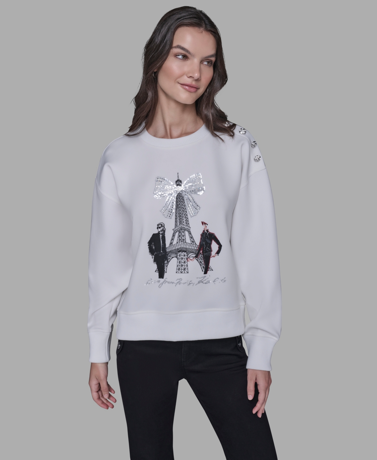 Karl Lagerfeld Women's Logo Eiffel Tower Sweatshirt In Multi