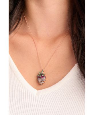GODIVA x Le Vian&reg; Chocolate Covered Strawberry Pendant Necklace featuring Multi-Gemstone (5/8 ct. t.w.) & Chocolate Diamond (3/8 ct. t.w.) in 14k Rose Gold
