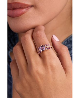 Multi-Gemstone (2-3/8 ct. t.w.) & Nude Diamond (1/6 ct. t.w.) Cluster Ring in 14k Rose Gold