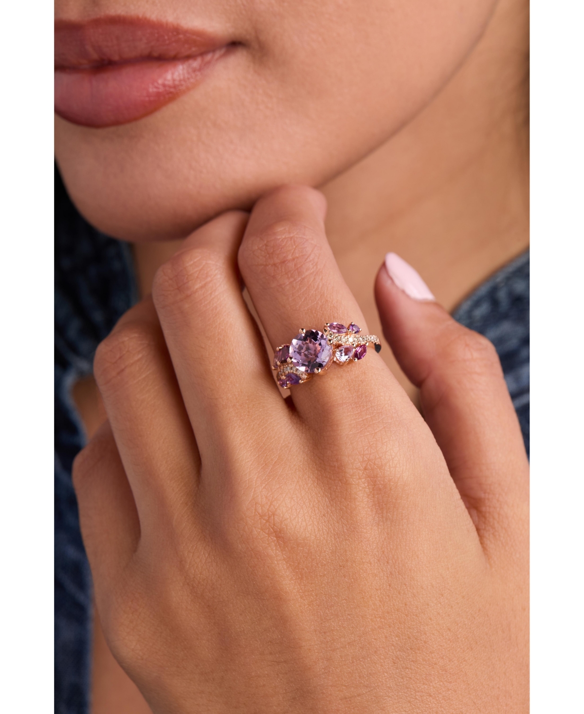 Le Vian Multi-gemstone (2-3/8 Ct. T.w.) & Nude Diamond (1/6 Ct. T.w.) Cluster Ring In 14k Rose Gold In Multi