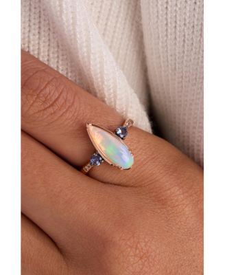 Neopolitan Opal™ (1 ct. t.w.), Blueberry Sapphire™ (1/4 ct. t.w.) & Nude Diamond™ Ring in 14k Rose Gold