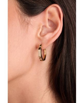 Nude Diamond Octagon Shape Small Hoop Earrings (1/5 ct. t.w.) in 14k Gold, 0.9"