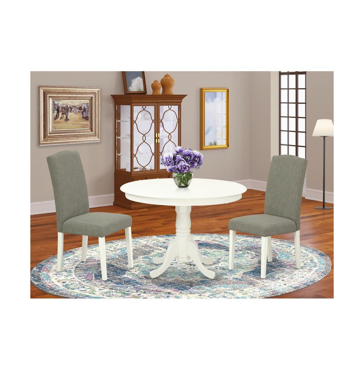East West Furniture Dining Room Set Linen White