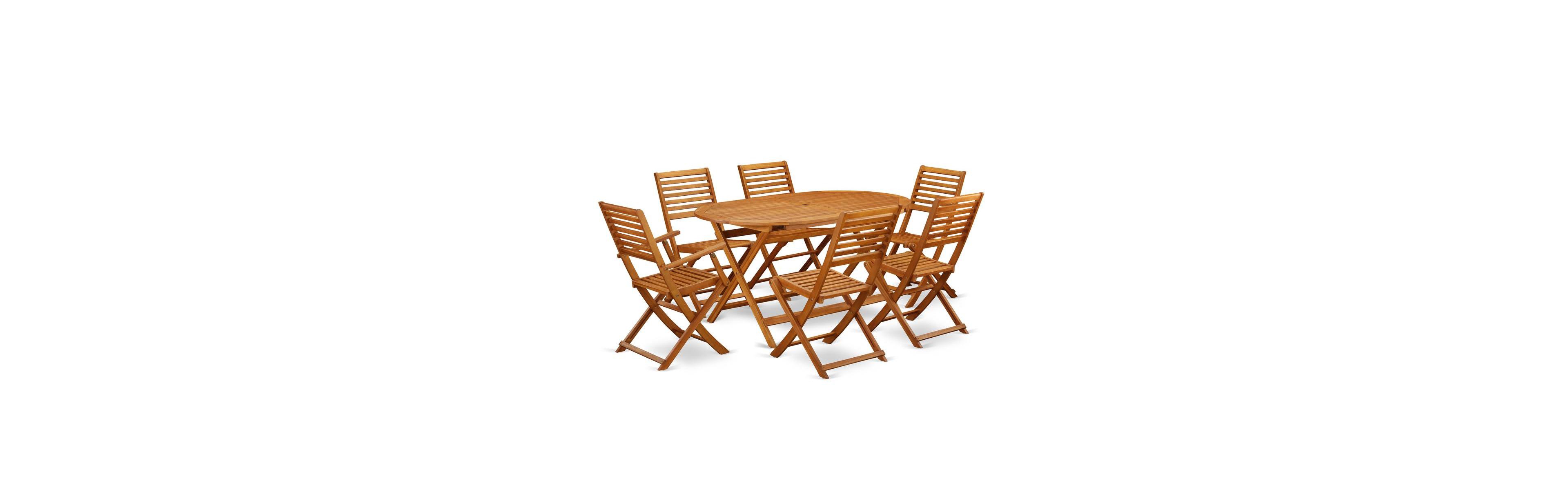 East West Furniture Wooden Patio Set Natural Oil