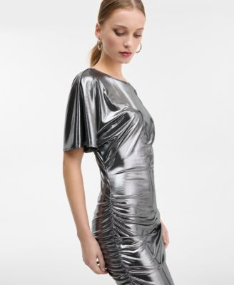 Women's Lam&eacute; Ruched Mini Dress