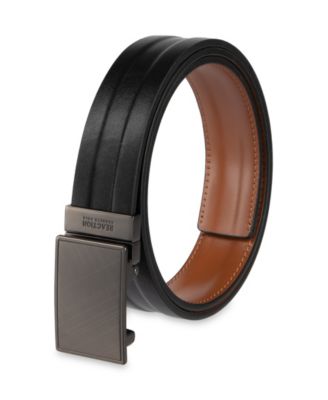 Men's Reversible Plaid Plaque Compression Locking Buckle Belt