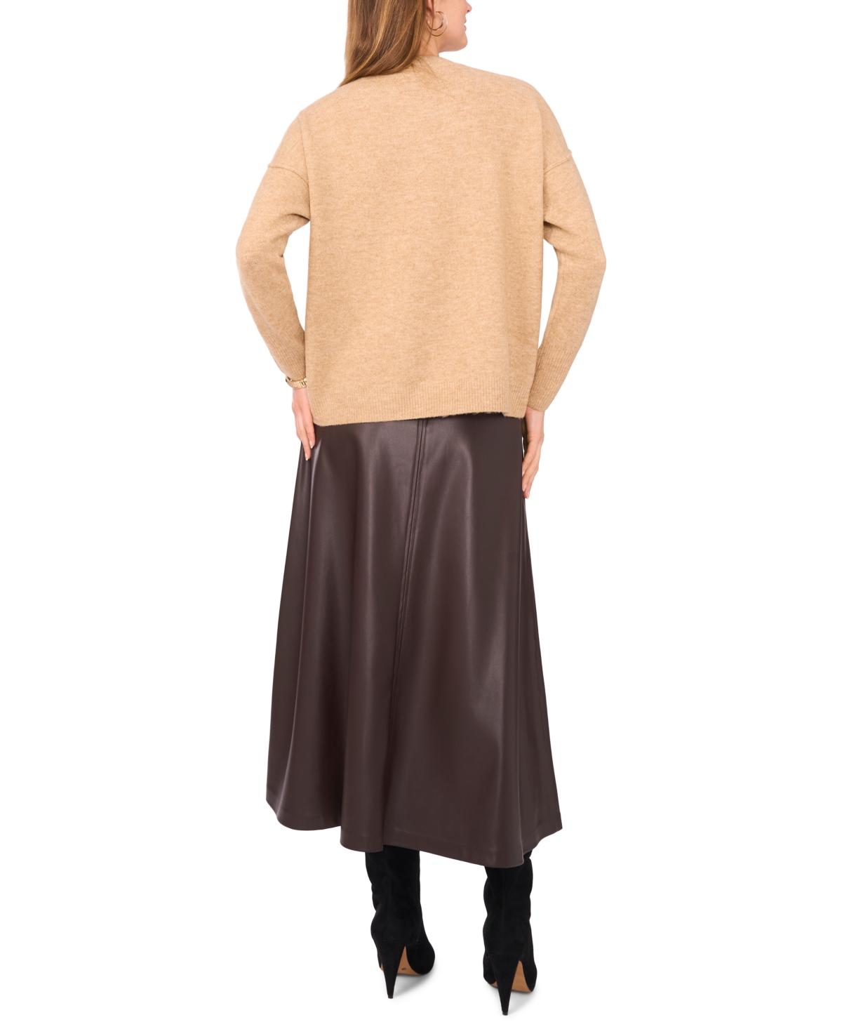 Vince Camuto Cozy Long Sleeve Extend Shoulder Sweater In Brown