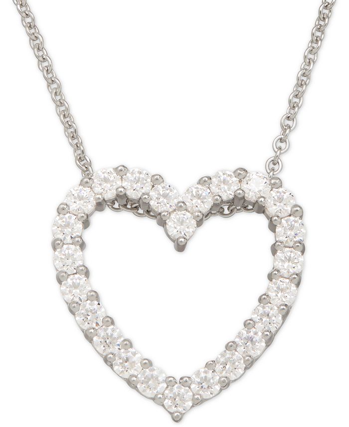 Macy's Genuine Sterling Silver Heart Pendant/Necklace Set C508 $80 