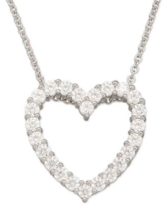 Arabella Cubic Zirconia Heart Pendant Necklace in Sterling Silver