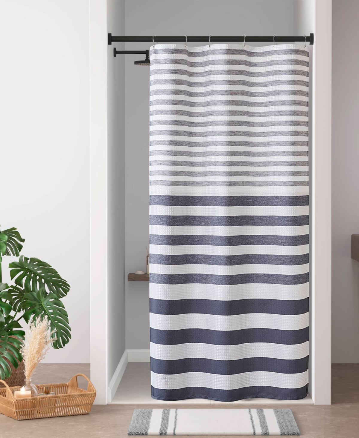 Madison Park Ariana Ombre Waffle Shower Curtain, 72" X 72" In Multi