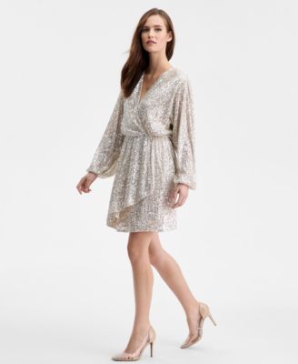 Women's Sequin Blouson-Sleeve Dress