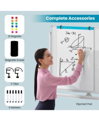48"x36" Mobile Magnetic Double-Sided Reversible Whiteboard Height Adjust