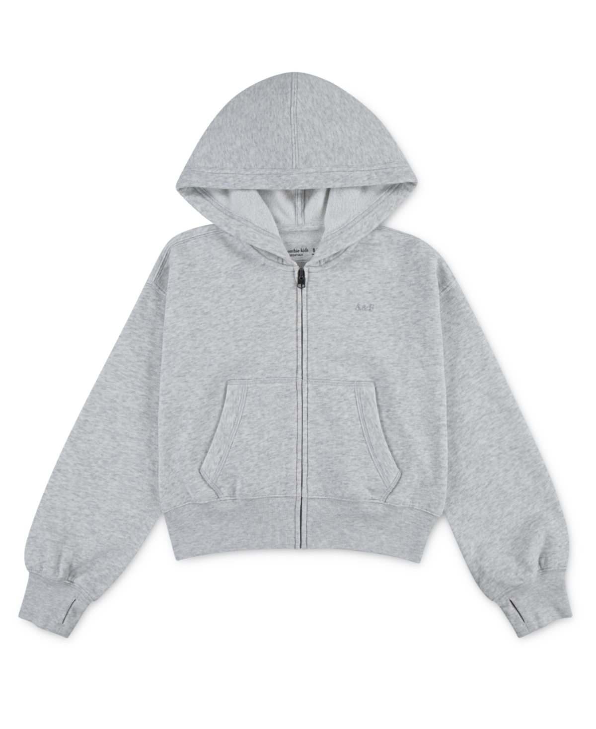 Abercrombie Girls Essential Full-zip Hooded Sweatshirt In Gray