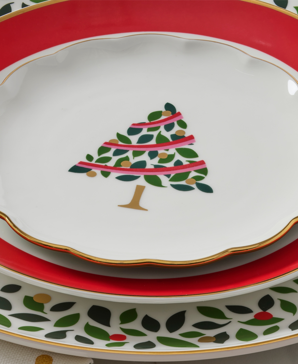 Kate Spade Evergreen Scallop Tidbit Plates, Set Of 4 In Multi