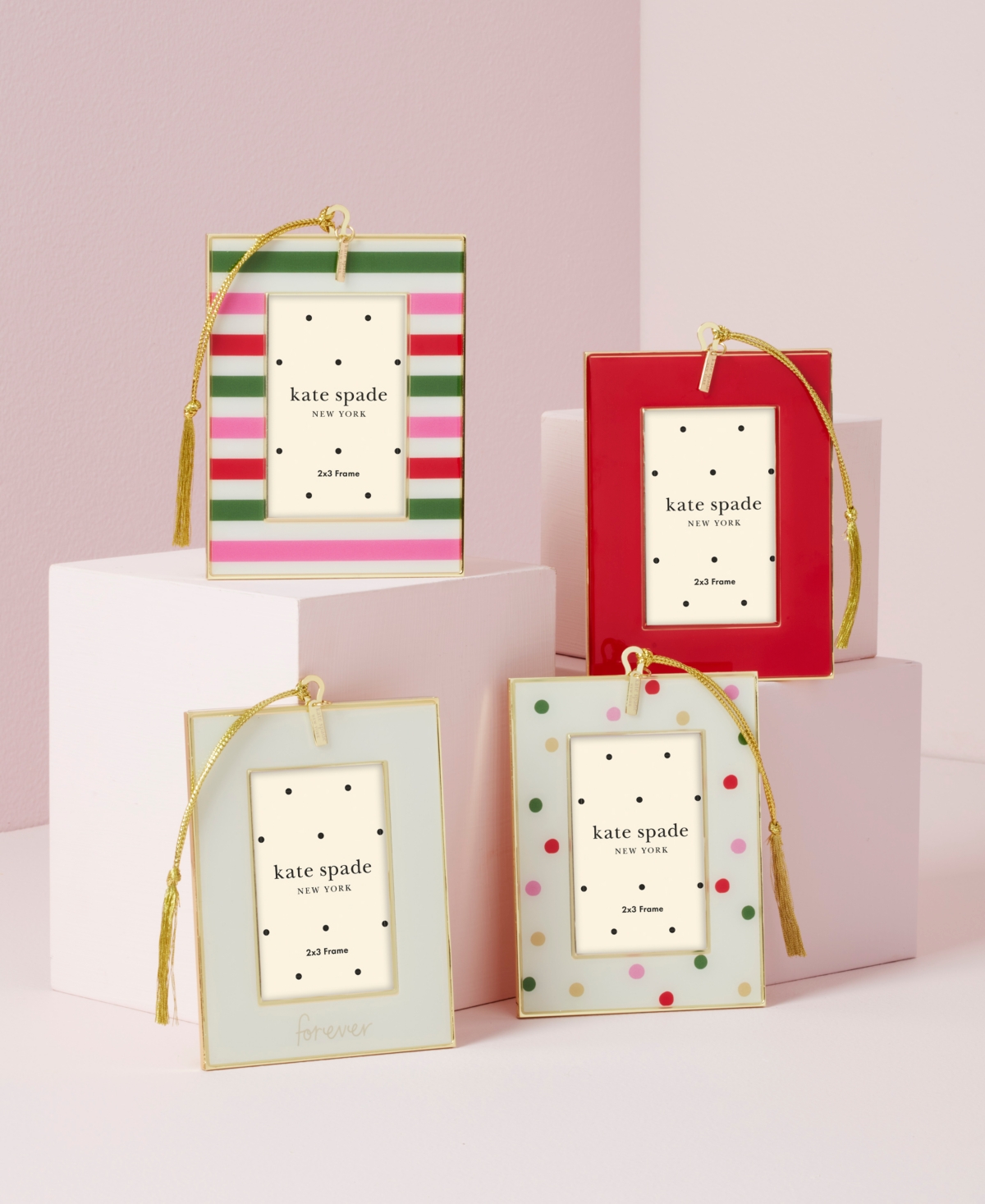 Kate Spade Be Jolly Mini Frame Ornament, Stripe In Multi