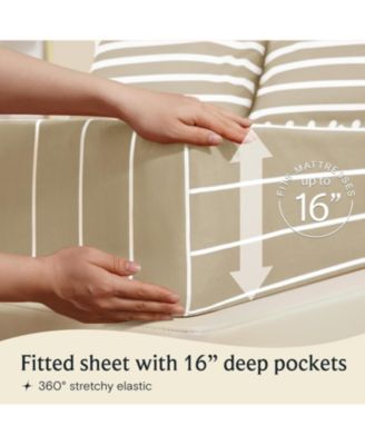 4-PC Striped Silky Soft Cooling Deep Pocket Sheet Set, Queen
