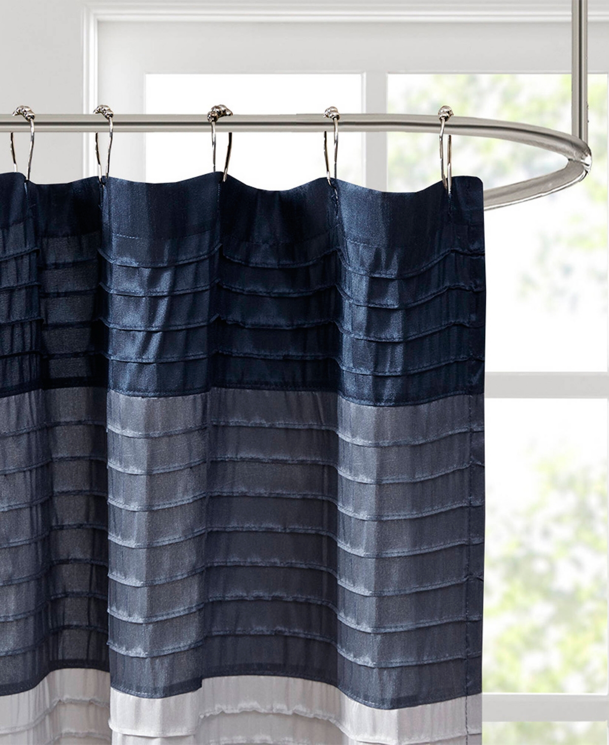 Madison Park Amherst Faux Silk Shower Curtain, 72" X 84" In Blue