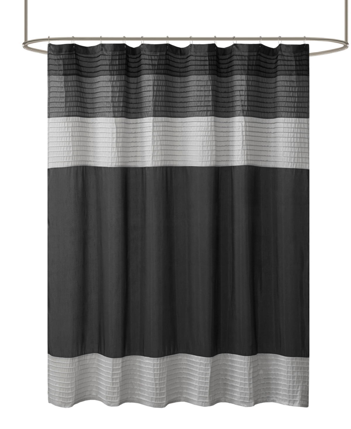 Madison Park Amherst Faux Silk Shower Curtain, 72" X 84" In Black