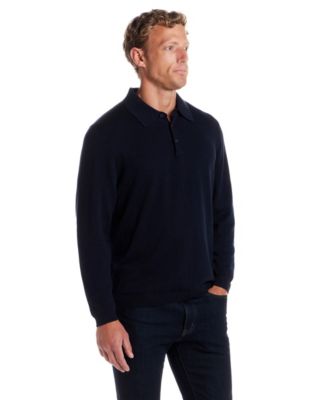 Men's Cotton Cashmere Long Sleeve Polo Sweater