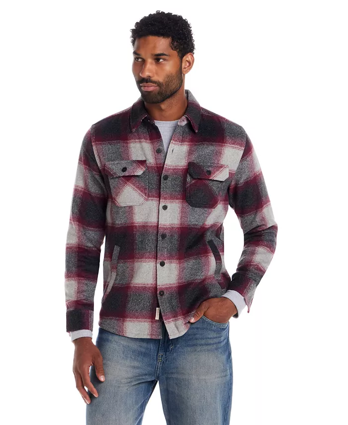 Wool Blend Brushed Plaid Shirt Jacket - thumbnail 5