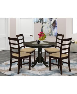 5-Pc. Rubber Wood Drop Leaf Table Ladder Back Chairs Dining Room Set