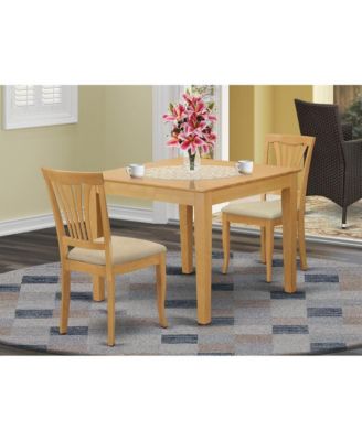 3-Pc. Oak Rubberwood Microfiber Small-Space Dining Set