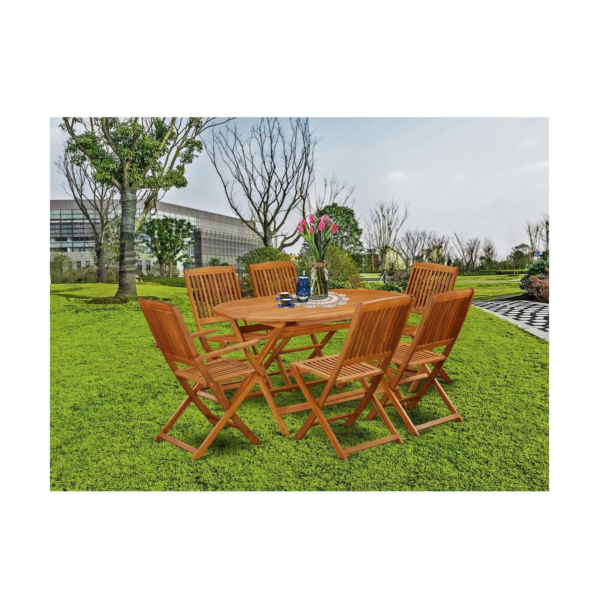 East West Furniture Wooden Patio Set Natural Oil