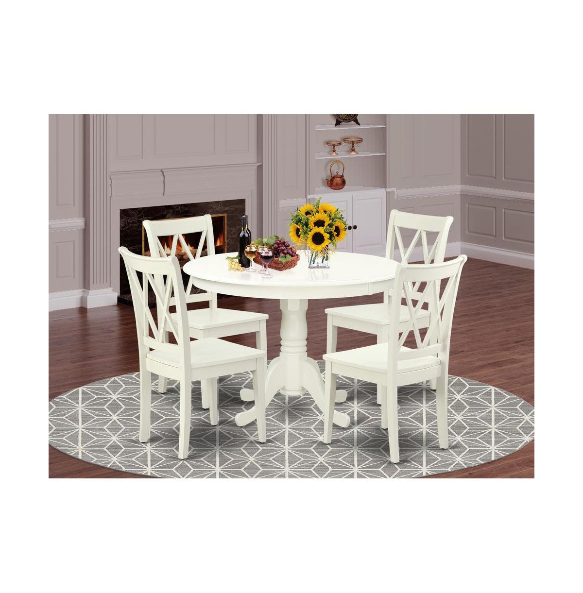East West Furniture Dining Room Set Linen White