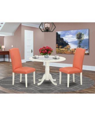 3-Piece Wooden Dining Set with Round Table and 2 Chairs, Compact Kitchen Dinette Set