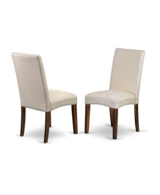 East West 3-Pc Dining Set: Drop Leaf Table & 2 Cream Linen Upholstered High-Back Chairs for Kitchen or Dining Room