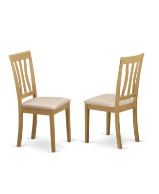 3-Piece Dining Set with Oak Wood Table and 2 Oak Linen Fabric Chairs with Slatted Backs, Compact Kitchen Table Set